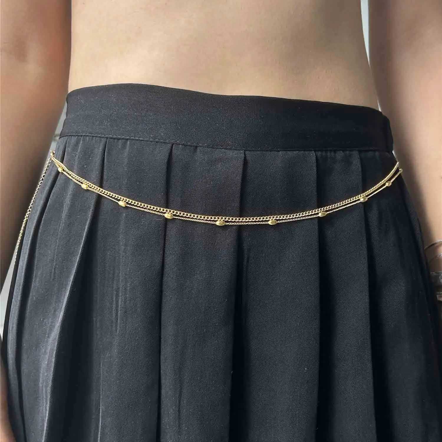 MinaMaMa New Fashion Multilayer Stainss Steel Bikini Beach Body Chain Waist Jewelry For Women Girls Fashion Belly Body JewelryXJ250224