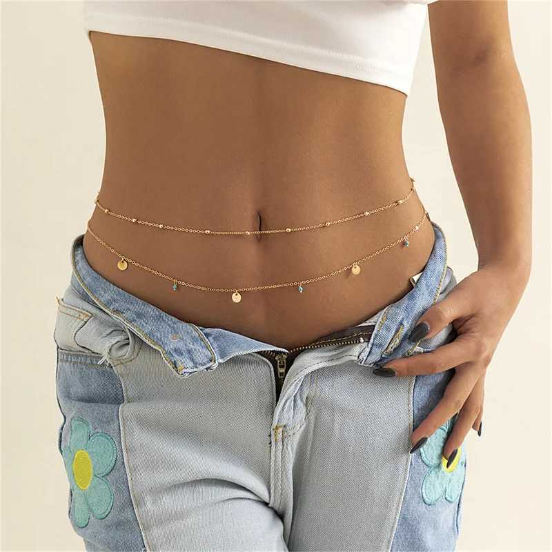 Summer Boho Multilayer Waist Beads Women Fashion Geometric Sequins Belly Chain Sexy Body Chain JewelryXJ250224