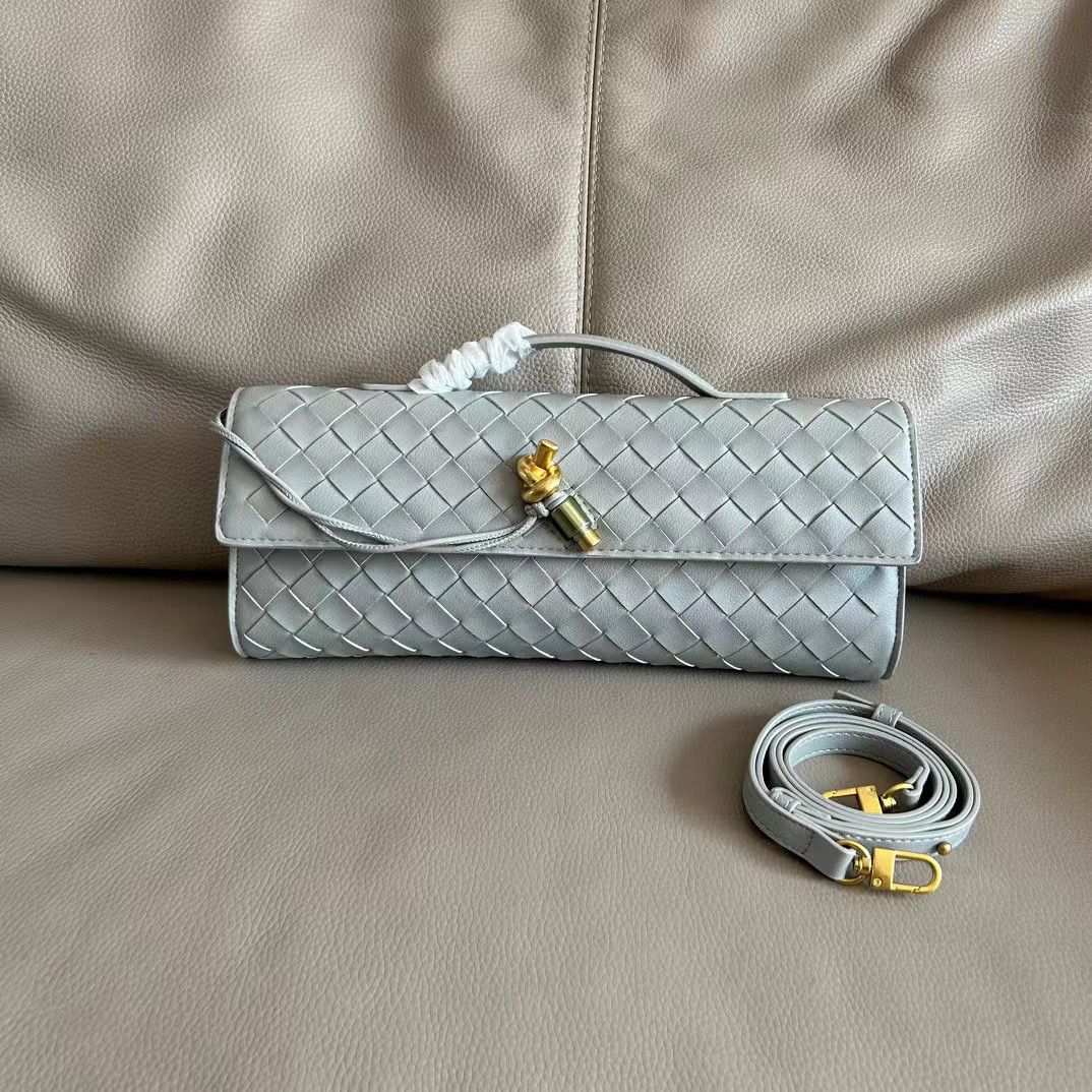 2024 Real Long Clutch Andiamo With Handle Intrecciato Cow Leather Women Bags Purses And Handbag Famous Brand Designer Evening Bag