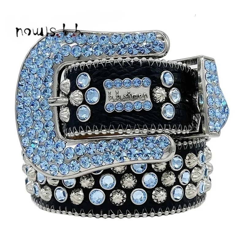 Goth Dark Rhinestones Belt Belt Western Cowboy Diamond Sparkling with Crystal Studs Cinturones Para Mujer Jeans 240910