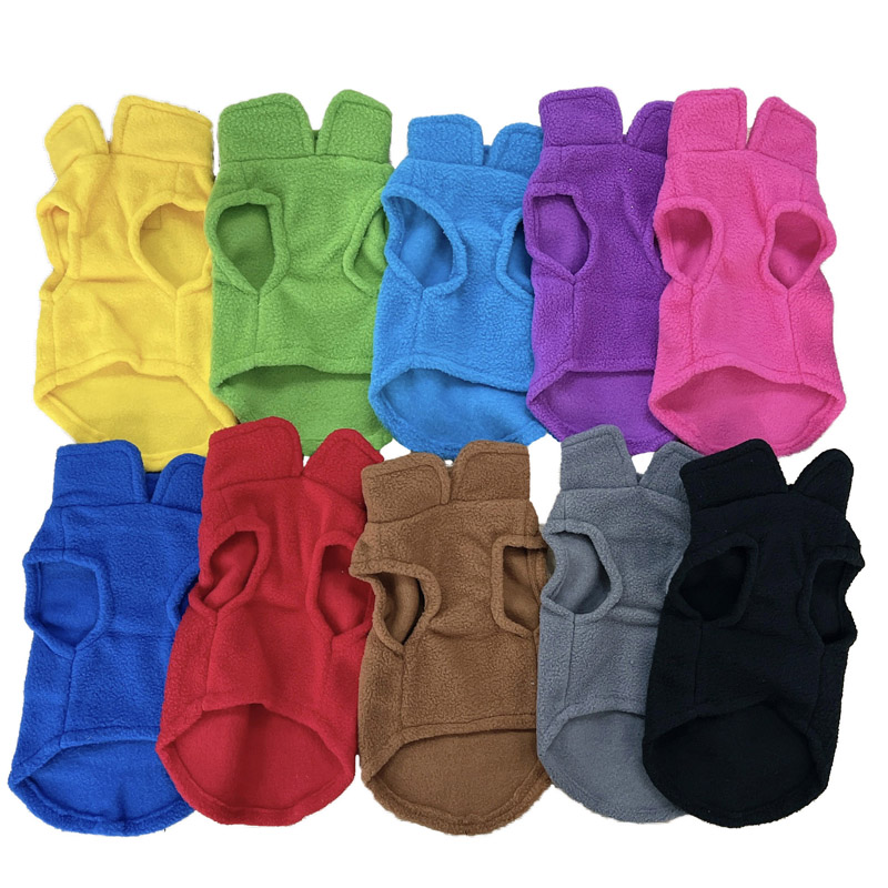 Soft Fleece Dog Clothes Solid Color Warm Pet Vest For Small Dog Back Traction Ring Chihuahua Clothing Puppy Costume Pet Supplies