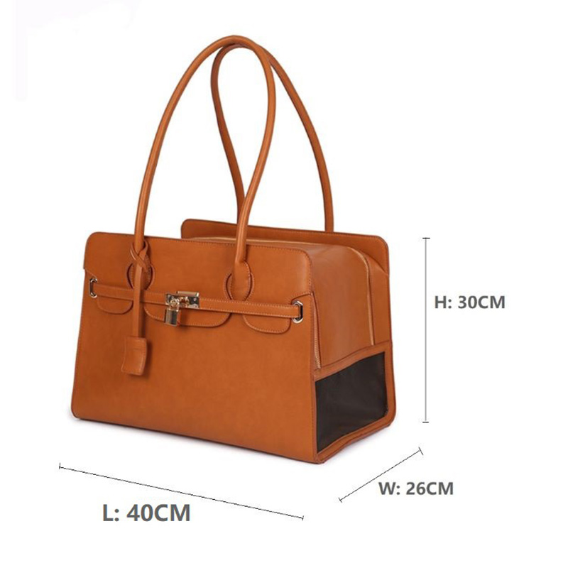 Portable Pet Carrier Bag Luxury PU Leather Handbag for Puppy Cat Travel Breathable One-Shoulder Bag Backpack Pet Supplies