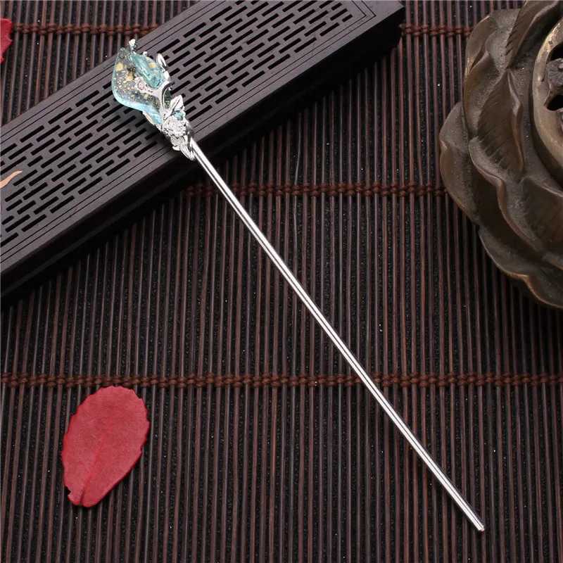 Vintage Chinese Style Hanfu Hair Stick Women Metal Glaze Hair Fork Hair Chopsticks Hairpin Woman Jewelry Clip AccessoriesX2409
