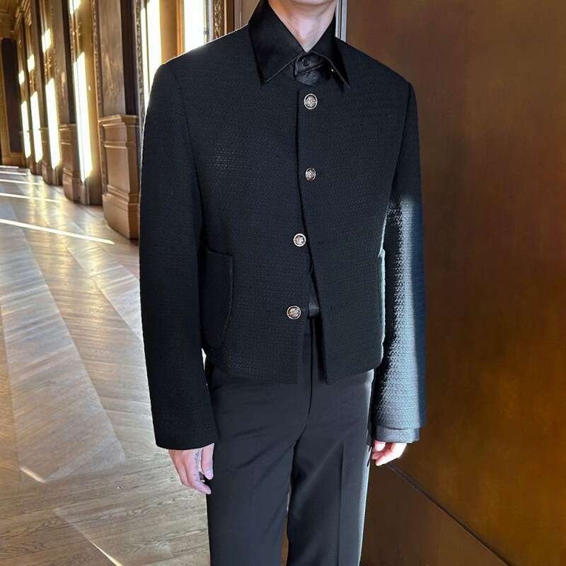 MYQ short style small fragrant men's spring loose round neck top Korean version trendy high-end jacket