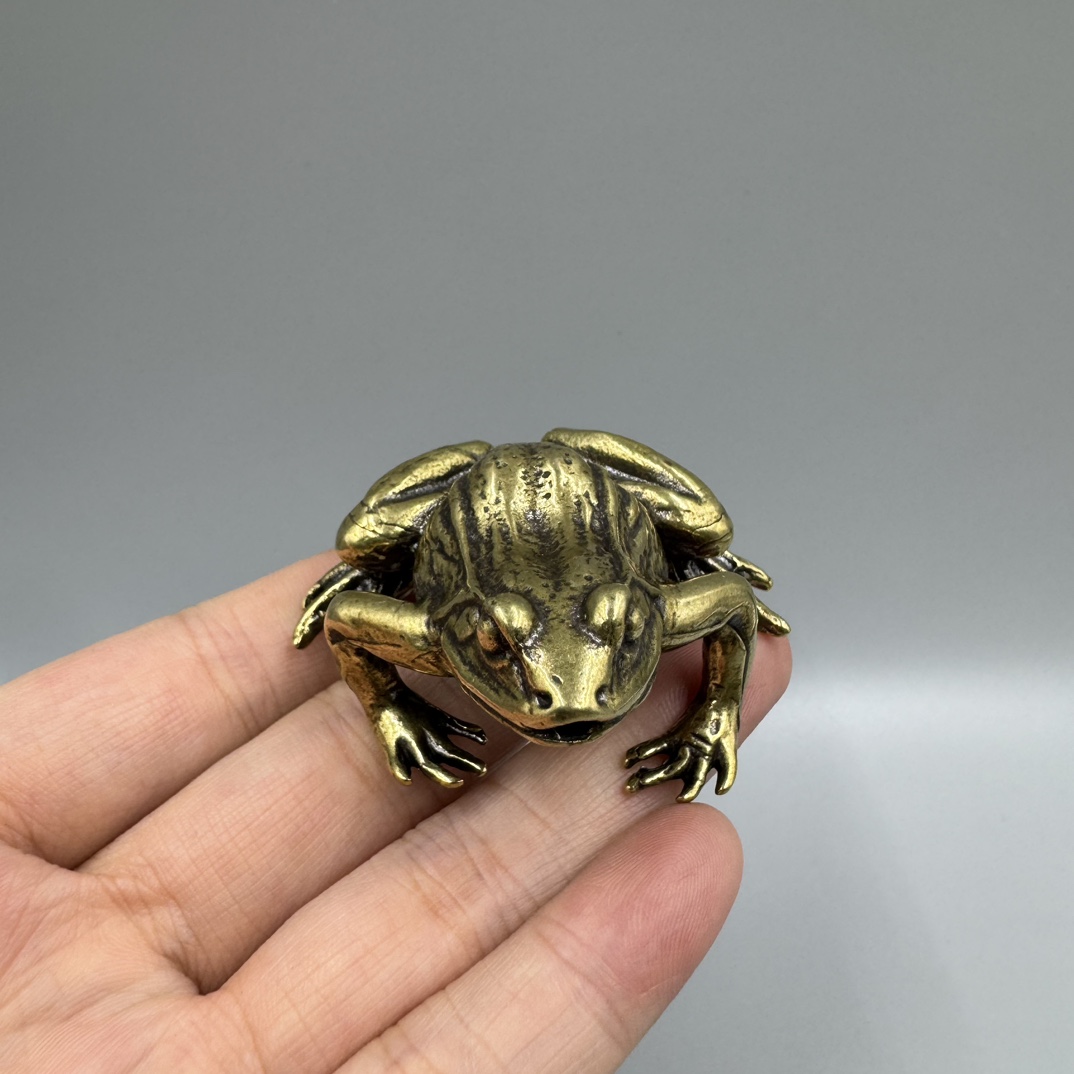 Solid Brass Frog Figurine Small Statue Home Ornament Figurines Collectibles