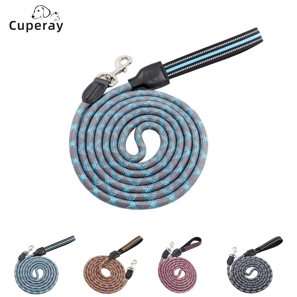 Reflective Nylon Dog Leash,1.5m/2m/3m/5m Long Round Dog Leash with Thick Handle & Swivel Hook To Prevent Entanglement Pet Leash