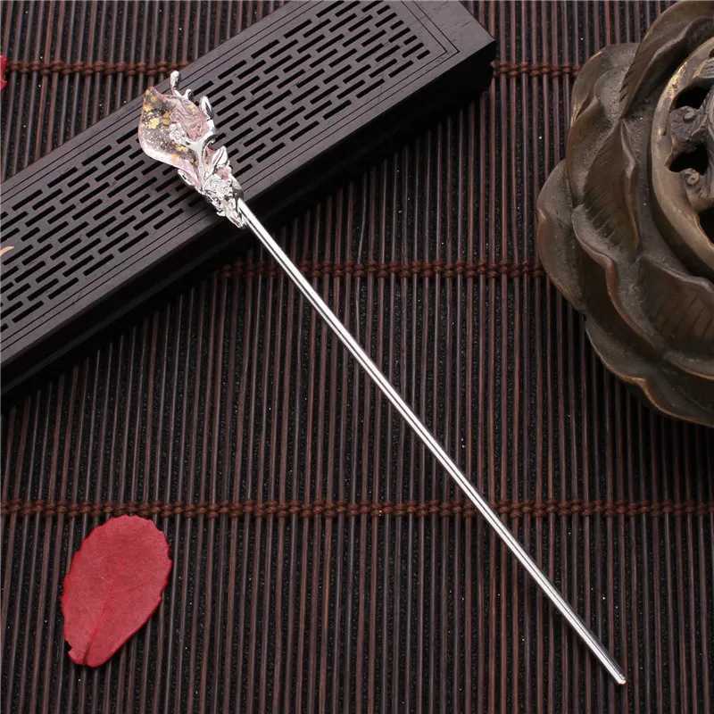 Vintage Chinese Style Hanfu Hair Stick Women Metal Glaze Hair Fork Hair Chopsticks Hairpin Woman Jewelry Clip AccessoriesX2409
