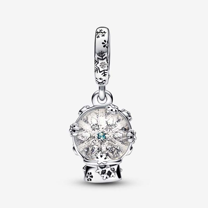 Snowflake Snow Globe Dangle Charm 925 Sterling Silver Logo Charms Set Bracelet Bangle DIY Making Components Pendant Charm With Luxurious Retail Box W