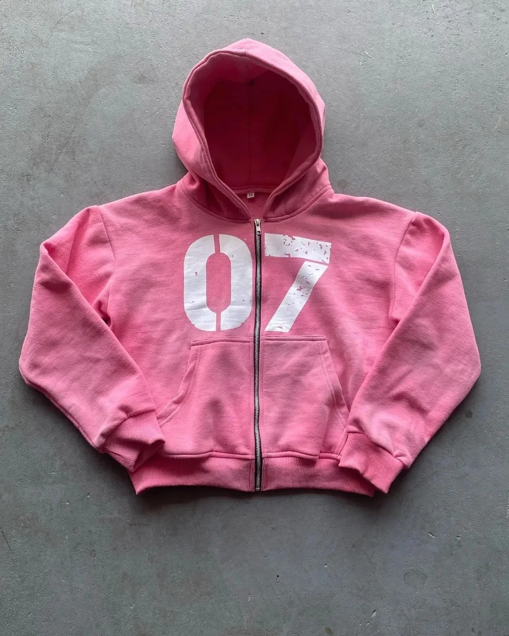 Y2K American hip-hop fashion 07 printing oversize zipper cardigan men and women Harajuku Gothic casual pants street wear 240912CJ