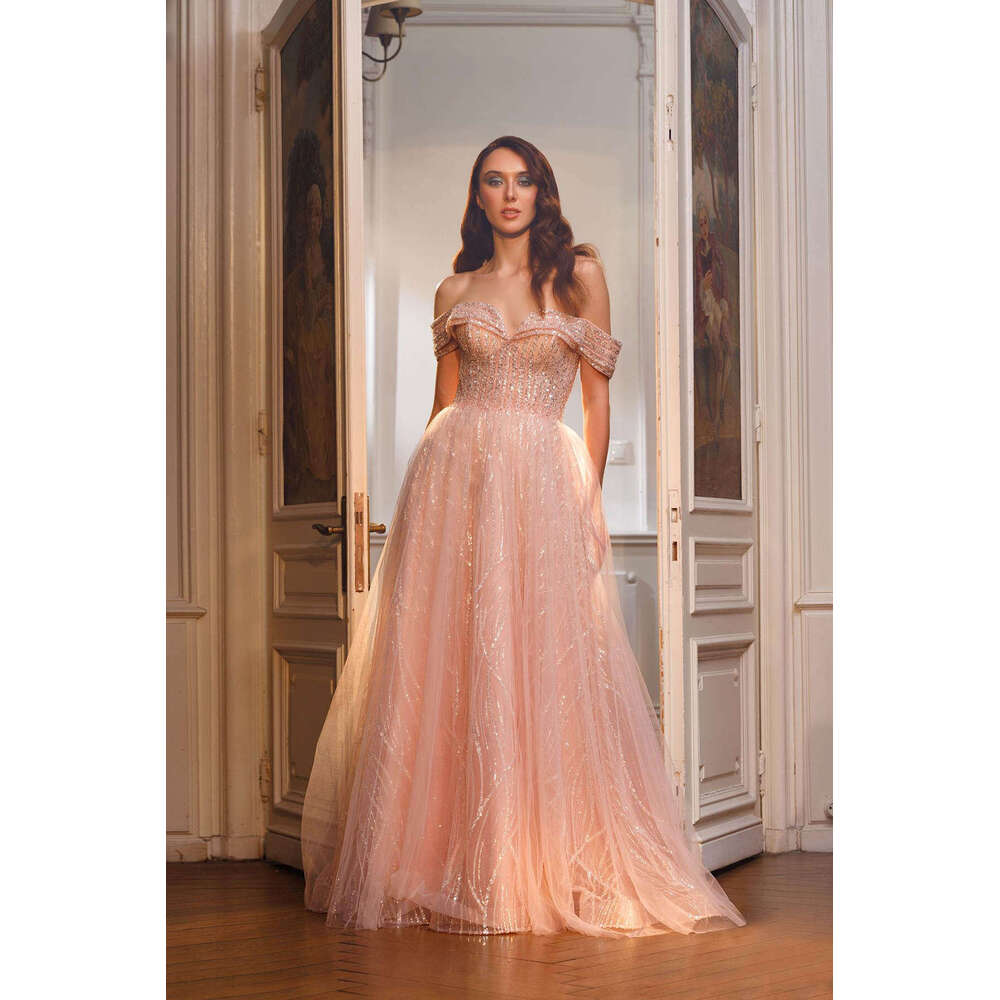 Princess Evening Dresses A-E Off The Shoulder Sequined Lace Backless Prom Gown Party Dress Vestido De Noite Custom Made 0228Lz