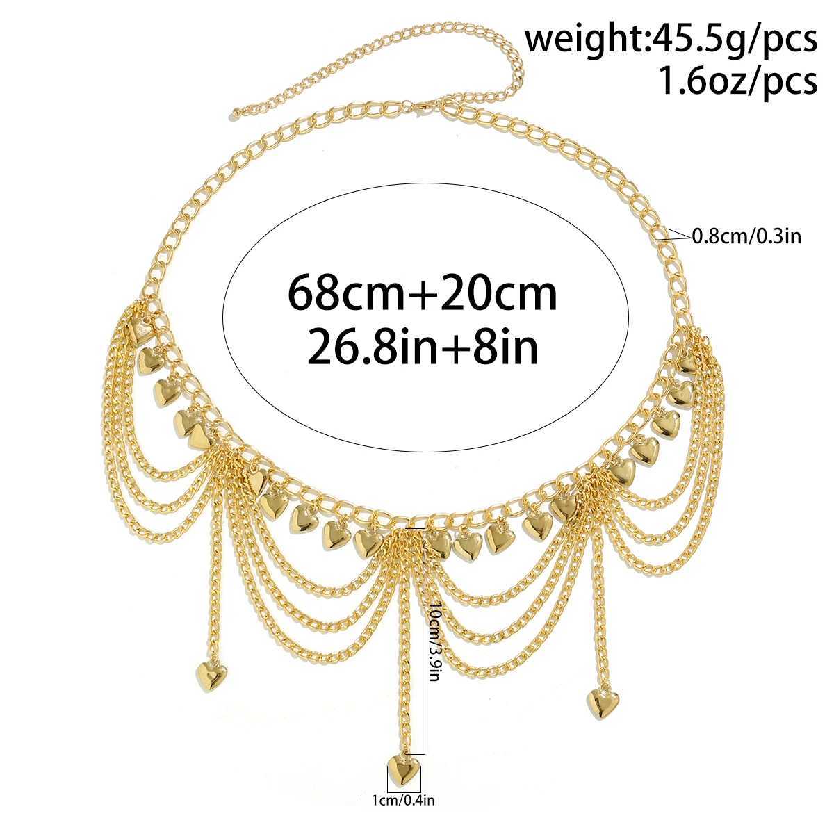 IngeSight. Z New Gold Color Star Love Heart Pendant Waist Chain for Women Egant Sexy Bikini Party Belt Body JewelryXJ250224
