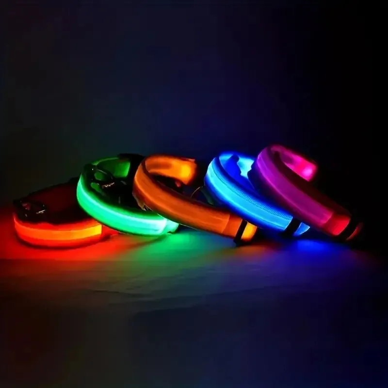 Light Up LED Dog Collar Safety Night Walking Flashing Glow In The Dark LED Pet Dog Battery Collar Small Medium Large Dog