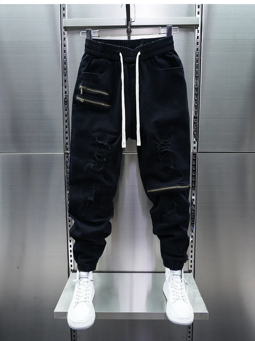 Multi zipper hip-hop sports pants fashionable street harem pants high-quality mens clothing 240909 w250430