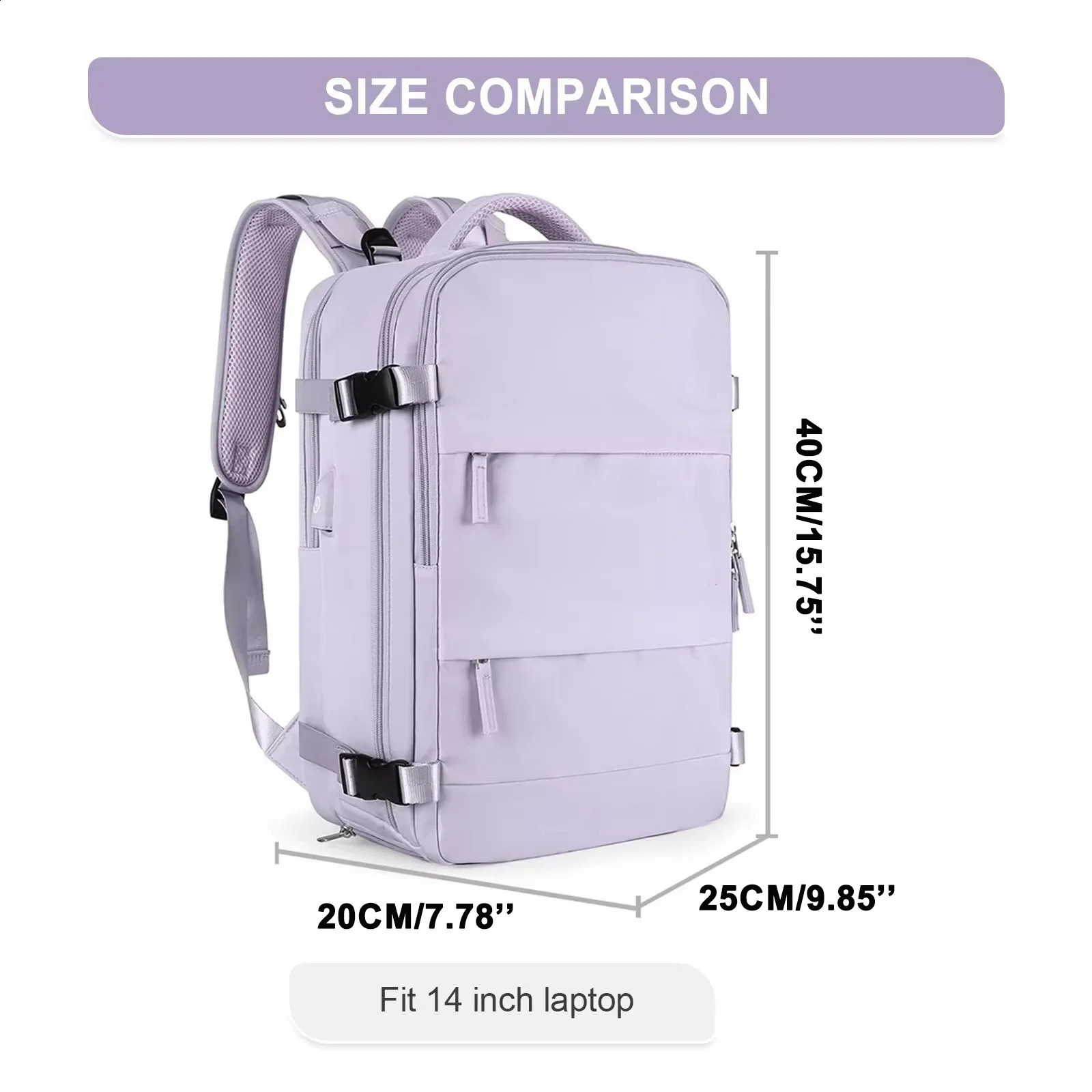 Buylor 40x25x20 Female Travel Backpack Airplane Cabin Backpack Carry on 14 inch Laptop Backpack Casual School Backpack 240914