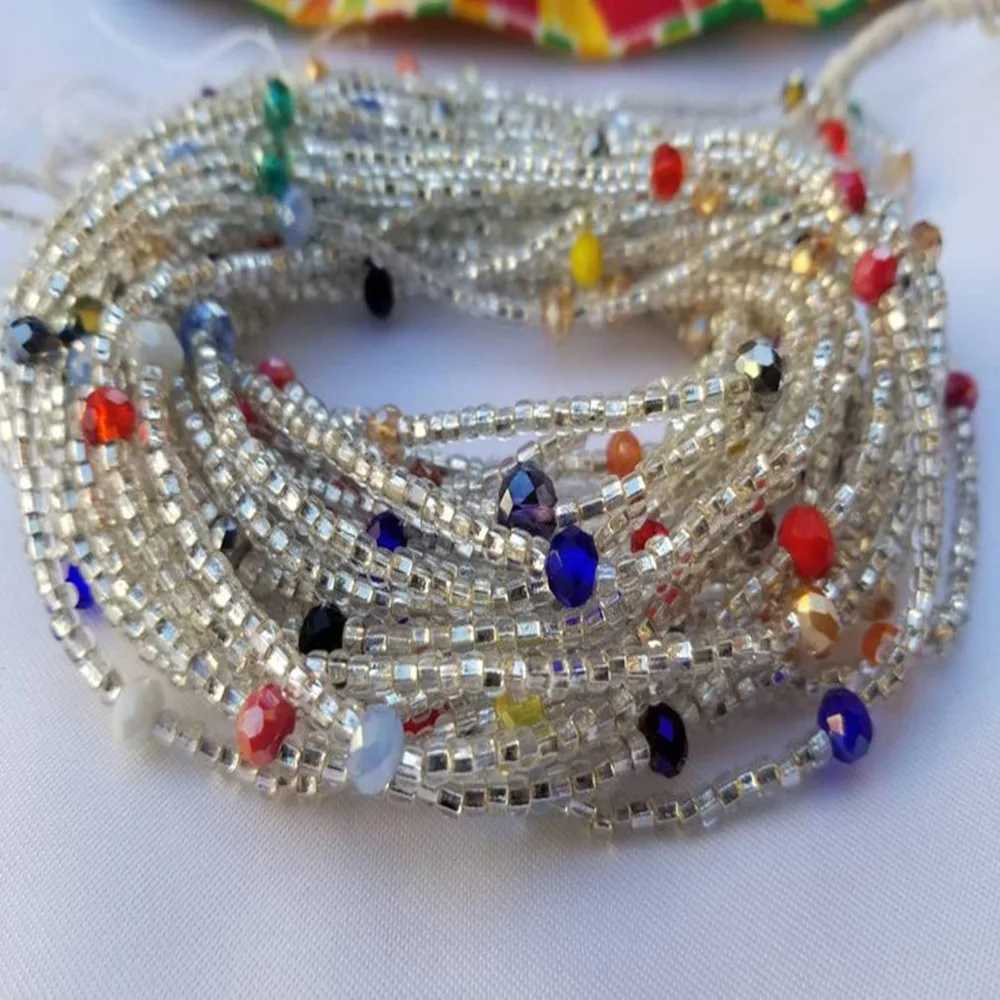 Colorful Beaded Elasticity Waist Belly Chain for Women Girl 2023 Fashion Summer Beach Waistband Bikini Beads JewelryXJ250224