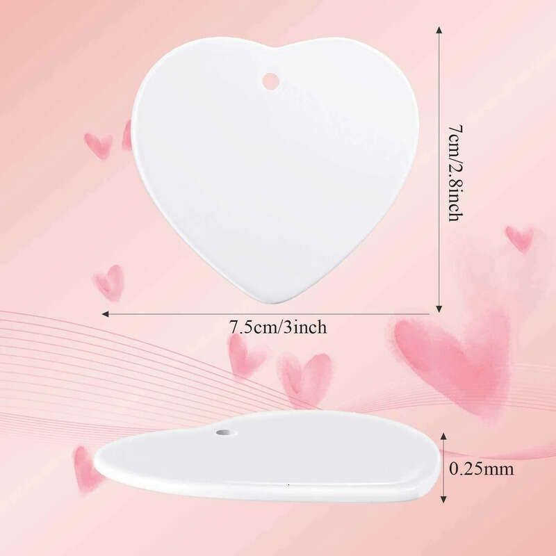 Blank Sublimation White Inch 3 Chirstmas Engaged Customized Ornament Round Heart Circle Star Shape Ceramic Xmas Tree Decor Hangtag Sxjun26