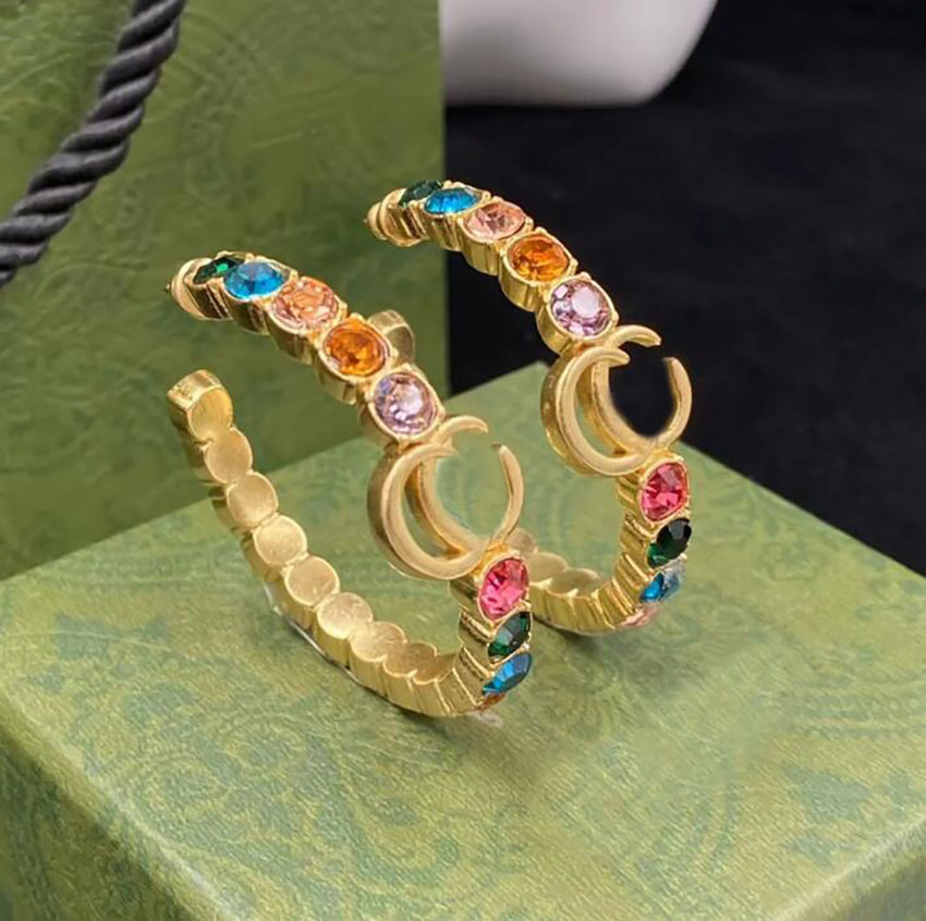 Diamond Hoop Huggie earrings aretes orecchini Fashion personality large circle earrings women's wedding party designer jewelry