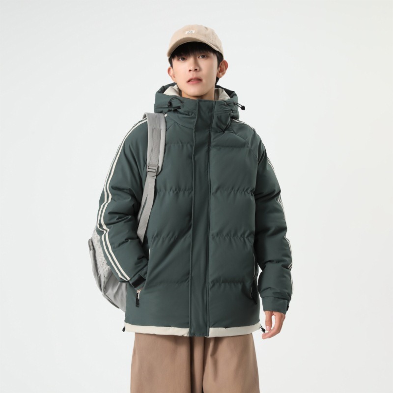 Winter Parkas Coats Hooded Collar Thick Striped Loose Padded Cotton Warm Casual Thick Snow Fashion Outwear Windproof Coat Jacket High Quality Black Gr