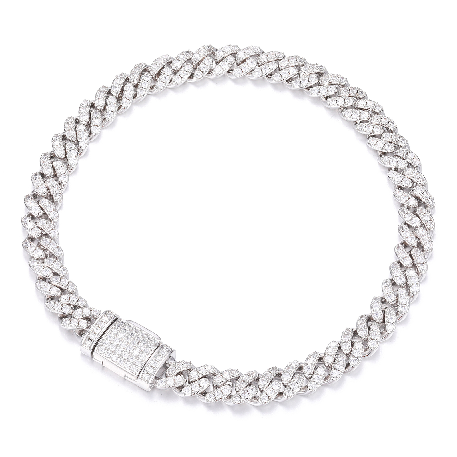 6mm White Gold Sterg Sier VVS Moissanite Dia Cuban k Chain Bracelet Iced Out Mossanite Jewelry For Men Women