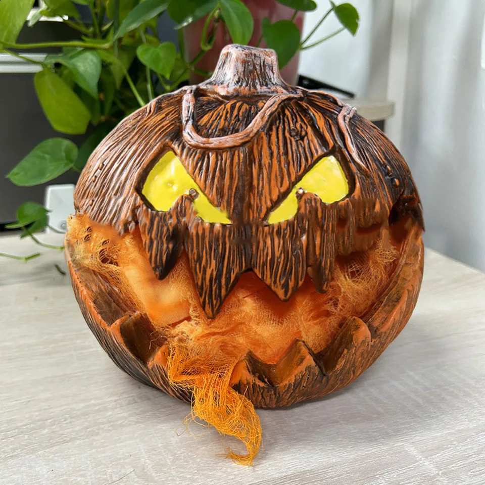 Halloween Animation Horror Pumpkin Headlamp Halloween Horror Decoration Garden Decoration Statue Craftsmanship Adjustable Pumpkin 240907