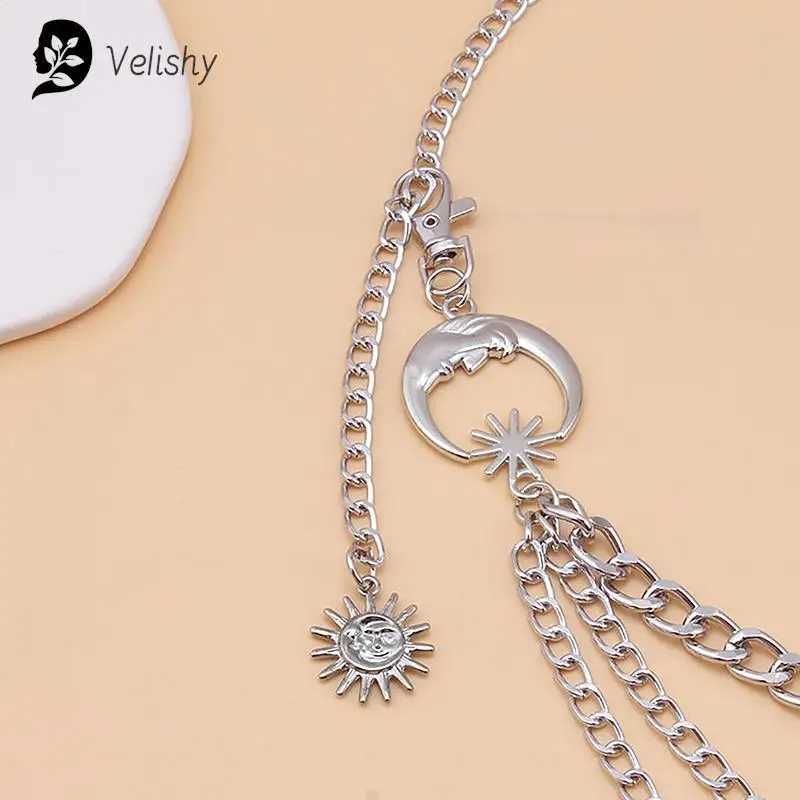 1Pc warm waist chain dress belt with moon star belt gold and silver womens clothing chain accessories X250410