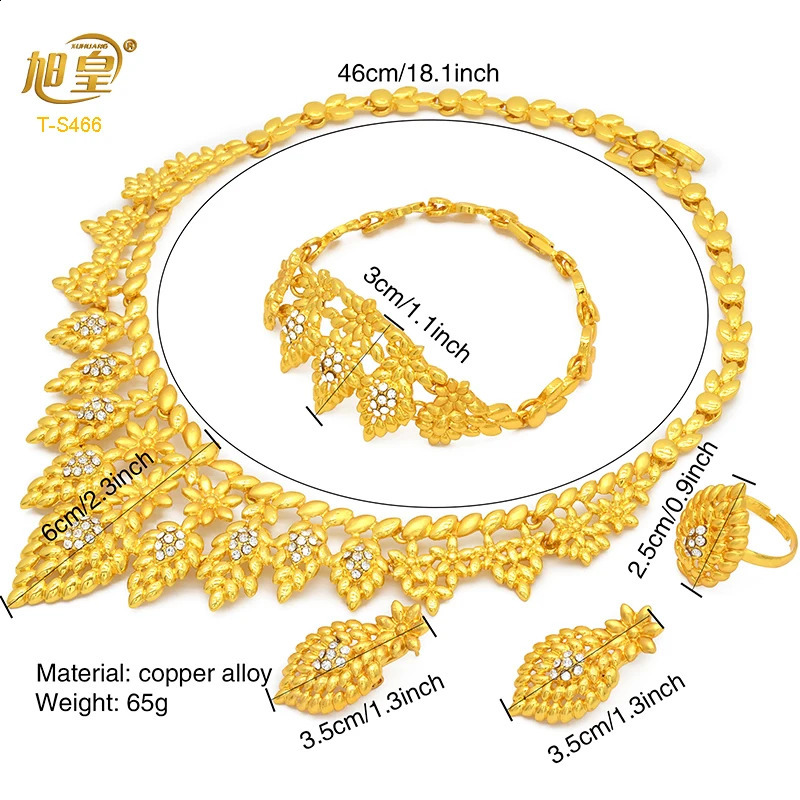 Dubai 24K Gold Plated Boutique Jewelry Set Fashion Gold 4pcs Set/Necklace/Earrings/Rings/Bracelets Wedding Wholesale 240910