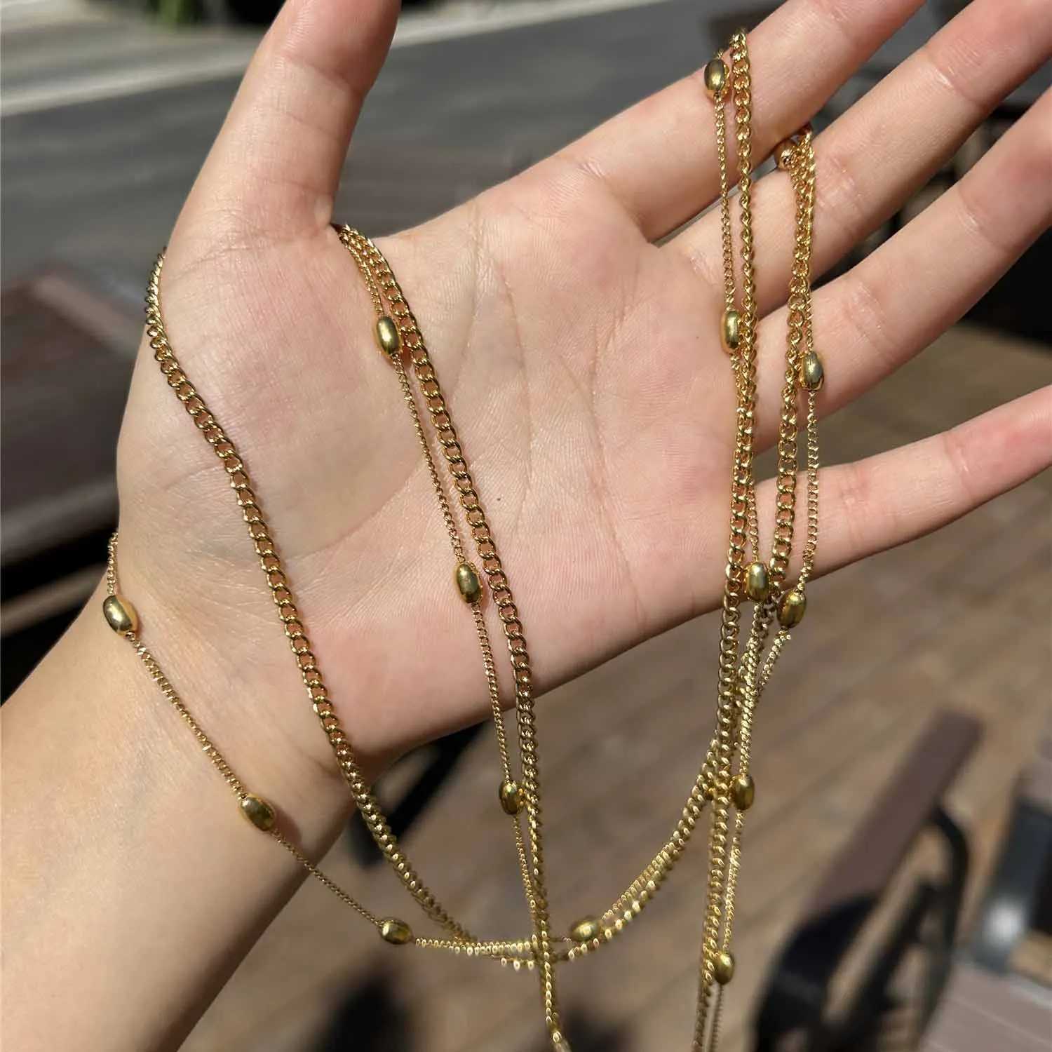 MinaMaMa New Fashion Multilayer Stainss Steel Bikini Beach Body Chain Waist Jewelry For Women Girls Fashion Belly Body JewelryXJ250224