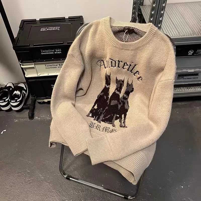 Goth Sweater Winter Y2k Long Sleeve Dog Pattern Knit Pulovers Koutfit Korean Style Fashion Aesthetic Oversize Women Streetwear M240910