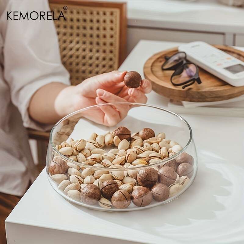 Trays Glass Bowl Nuts Fruits Food Container For Cereals Jar Double Layer Candy Jars With Wooden Lid Home Kitchen Storage