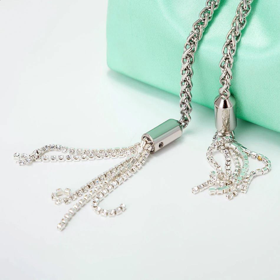 Crystal metal ring handbag for women y tassel satin bucket cross body bag colorful bead wallet wedding party 240910