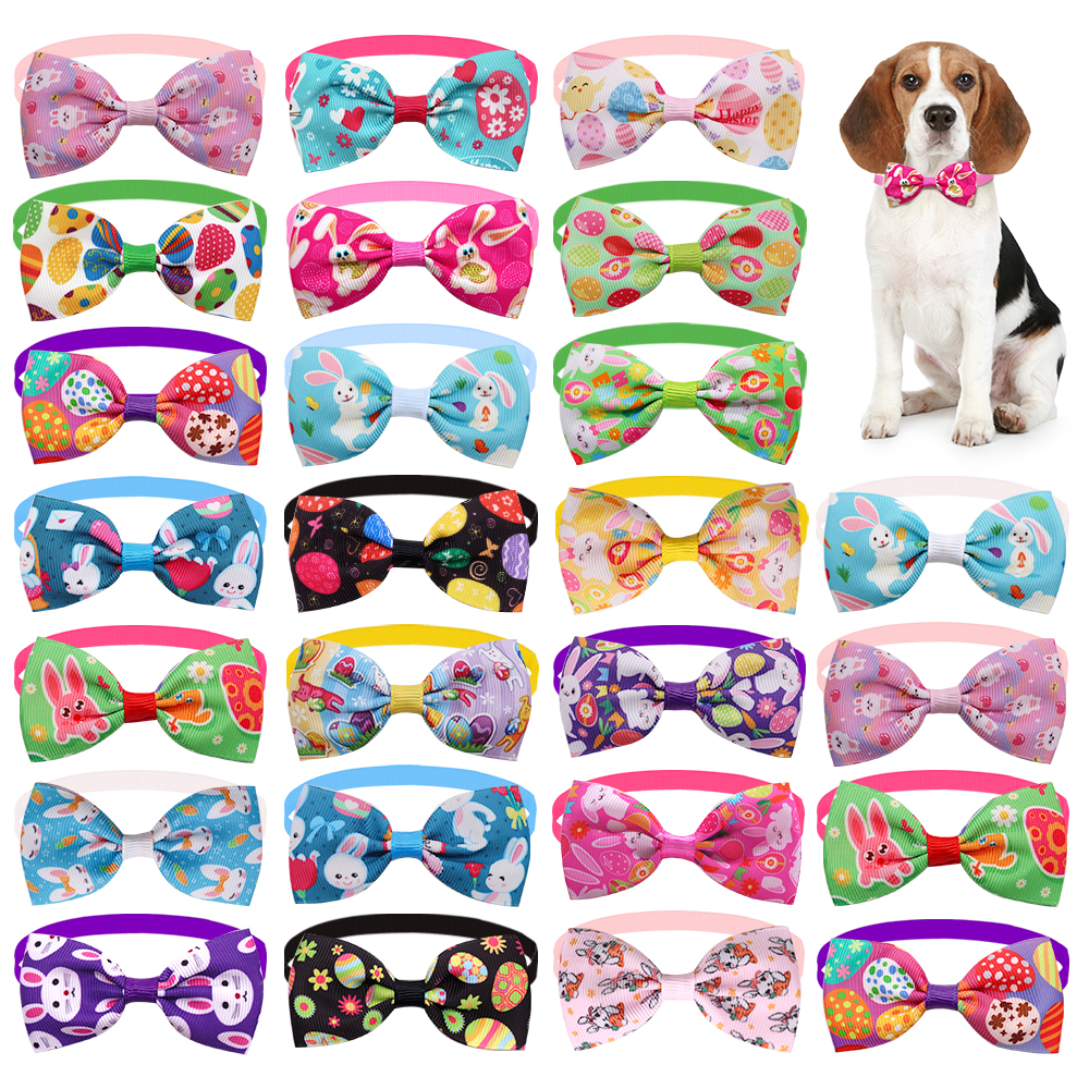 10PCS Easter Dog Grooming Accessories Holiday Puppy Bows With Rubber Bands Adjustable Dog Bow Ties Pet Supplies For Small Dogs