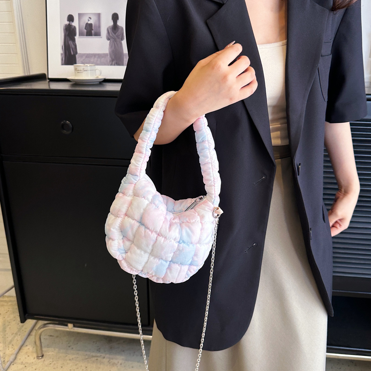 New Women s Designer Fashion Mini Handbag Light Luxury Soft Handbag Multi Functional One Shoulder Underarm Bag Large Capacity Tie Dyeing Wallet Storag