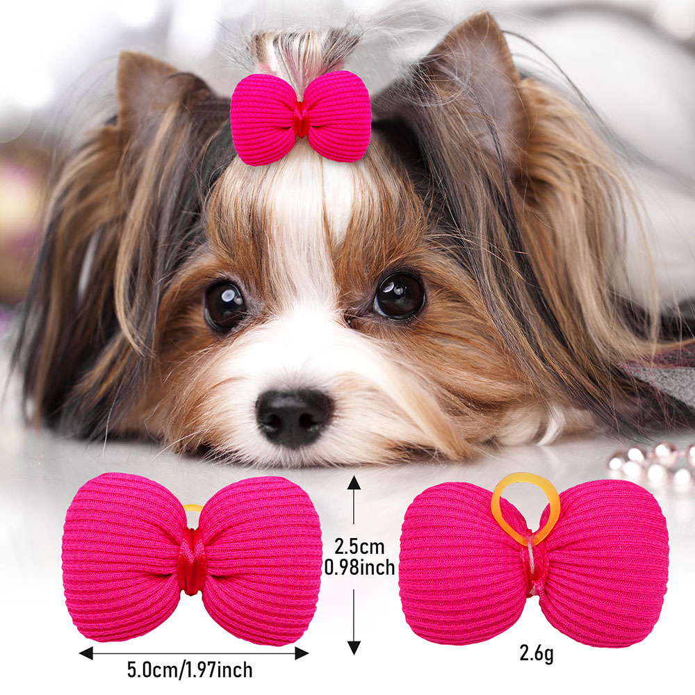10PCS Small Dogs Bows Hair for Pets Solid Bowknot Boutique Dog Hair Bows Yorkshire Grooming Bows Puppies Accessories