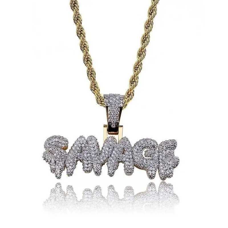 Crystal Alphabet Pendant with 24 Inch Chain for Men Women Sparkling Hip Hop Rock R Jewelry GiftsXJ241227