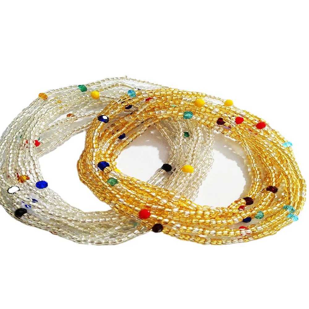 Colorful Beaded Elasticity Waist Belly Chain for Women Girl 2023 Fashion Summer Beach Waistband Bikini Beads JewelryXJ250224