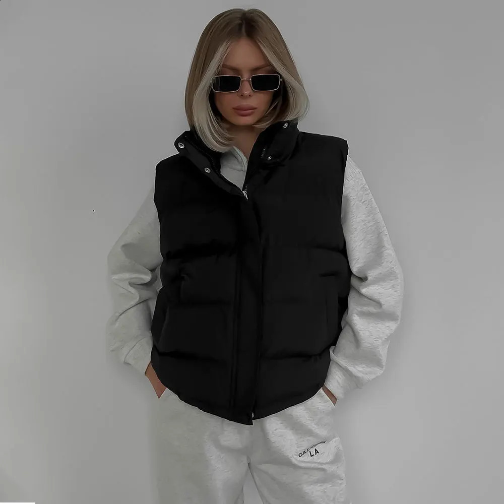 Talenza Womens Sleeveless Down Jacket Winter Hooded Warm Fashion Loose Vest Street Leisure Park 240910