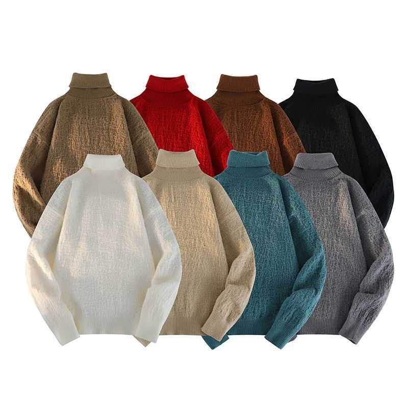 Solid Warm Neck Sweater New Color Pullover Knitted Mens High Casual Turtleneck Sweatwear Woolen Mens Winter Outdoor TopsX2409