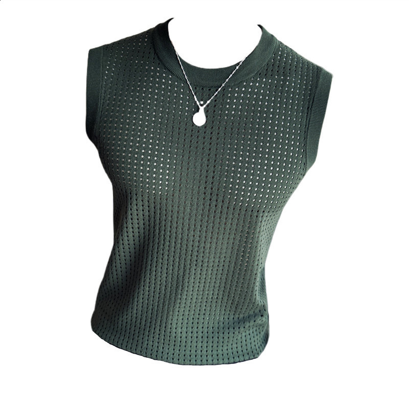 Casual Simple Style Tops INCERUN Men Solid Oneck Breathable Mesh Tank Fashion Male Sports Allmatch Sleeveless Vests S5XL 240430