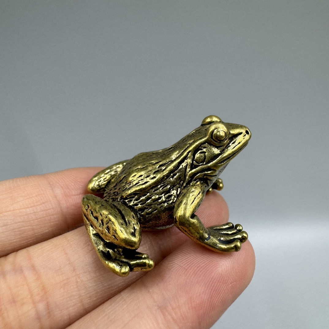 Solid Brass Frog Figurine Small Statue Home Ornament Figurines Collectibles