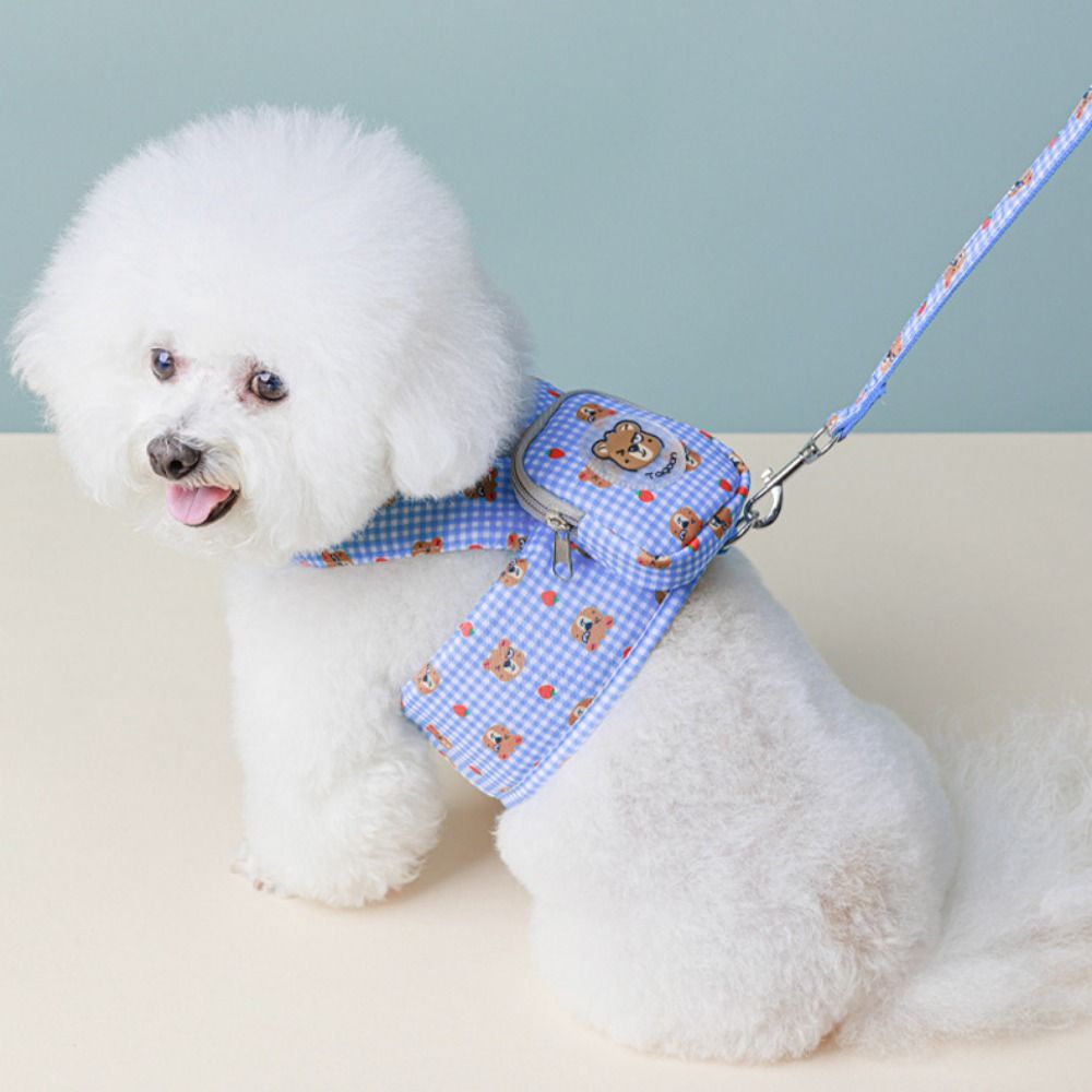 Cartoon Dog Chest Strap Backpack Adjustable Breathable Bear Pet Backpack with Traction Rope Dog Snacks Bag