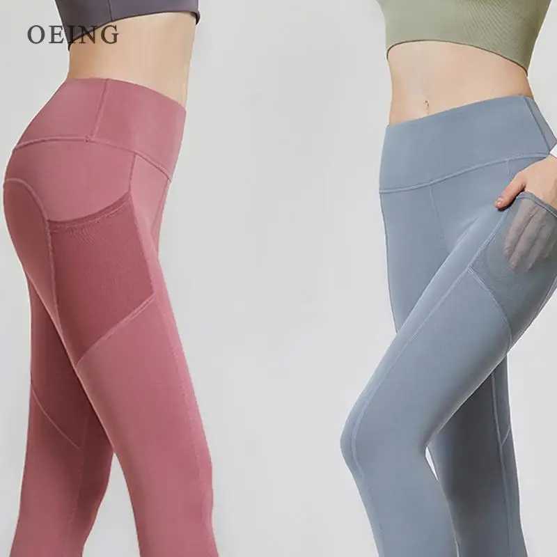 Yoga Pants Women Sport Leggings High Waist Cropped Yoga Pants Elastic Mesh Pocket Running Capris Gym Crop Leggings Slim Fitness Tights M240910