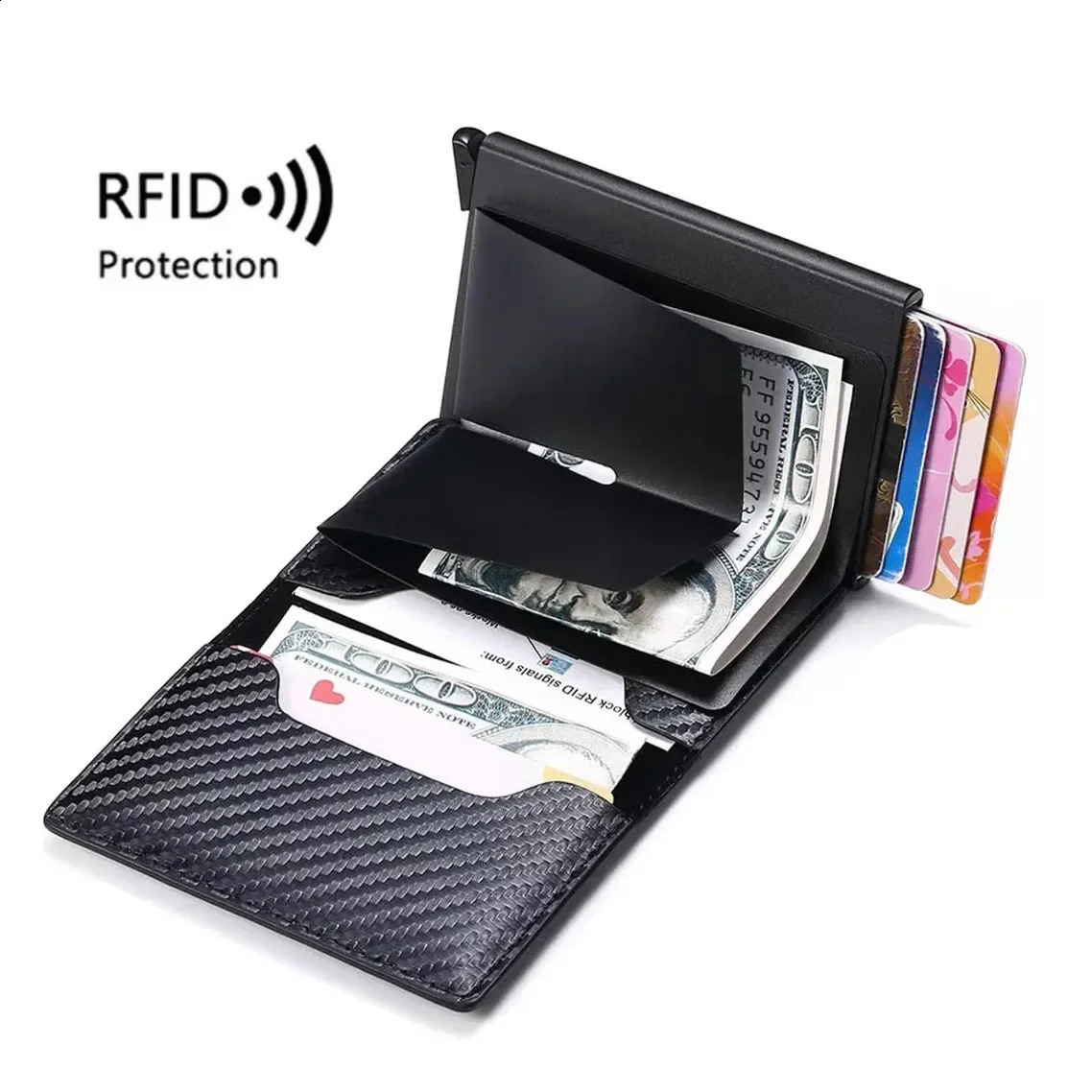 Mens smart wallet credit card holder fashion wallet aluminum alloy business leisure mini wallet wallet 240914