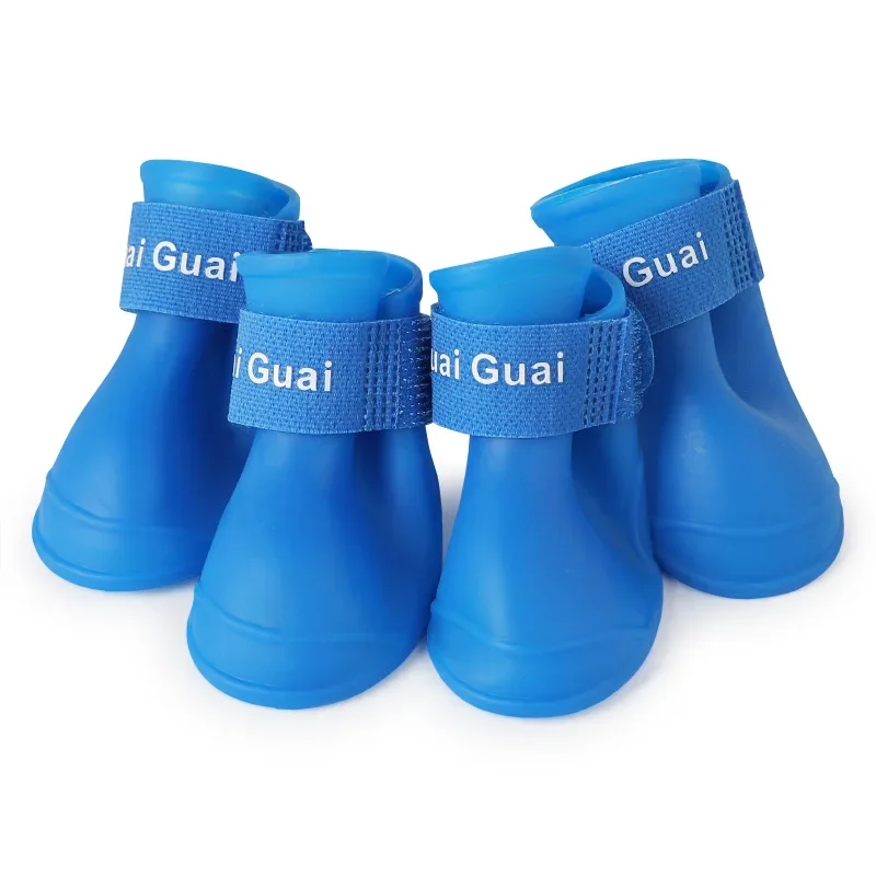 4Pcs/Set Pet Dog Rain Shoes Anti Slip Waterproof Cat Shoe Rubber Boots for Outdoor Footwear Socks Pet Accessories