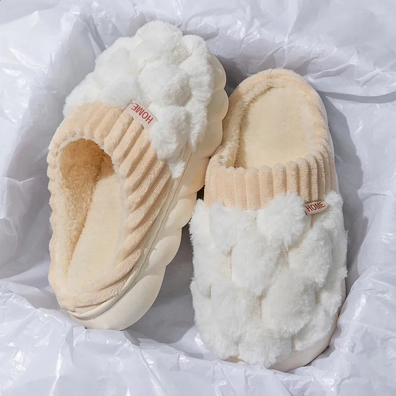 Cotton Slippers for Women Suitable for Spring Autumn and Winter Living Indoor Anti Slip Home Winter Warmth Plush Couple Men Shoe 240910