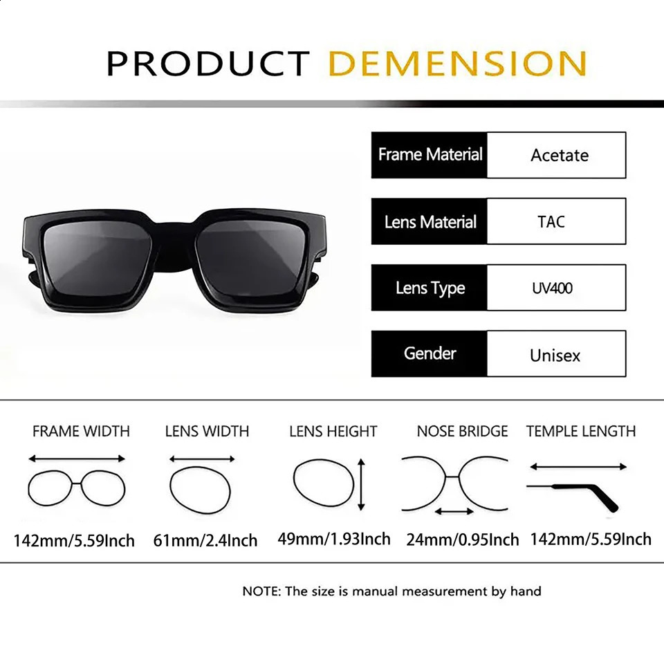 CATERSIDE Retro Polarized Square Sunglasses Men High Quality Acetate Frame Women Sun Glasses Driving Sports Oculos De Sol UV400 240909