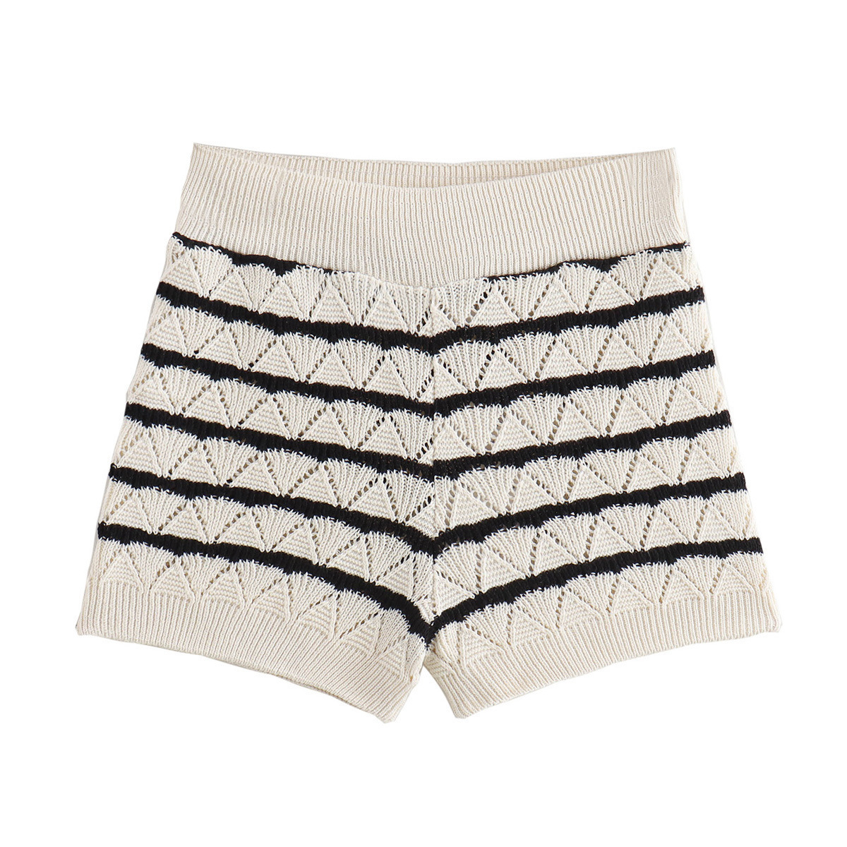 Fashion Set Summer New Product Womens Fashion Striped Knitted Top+shorts Set
