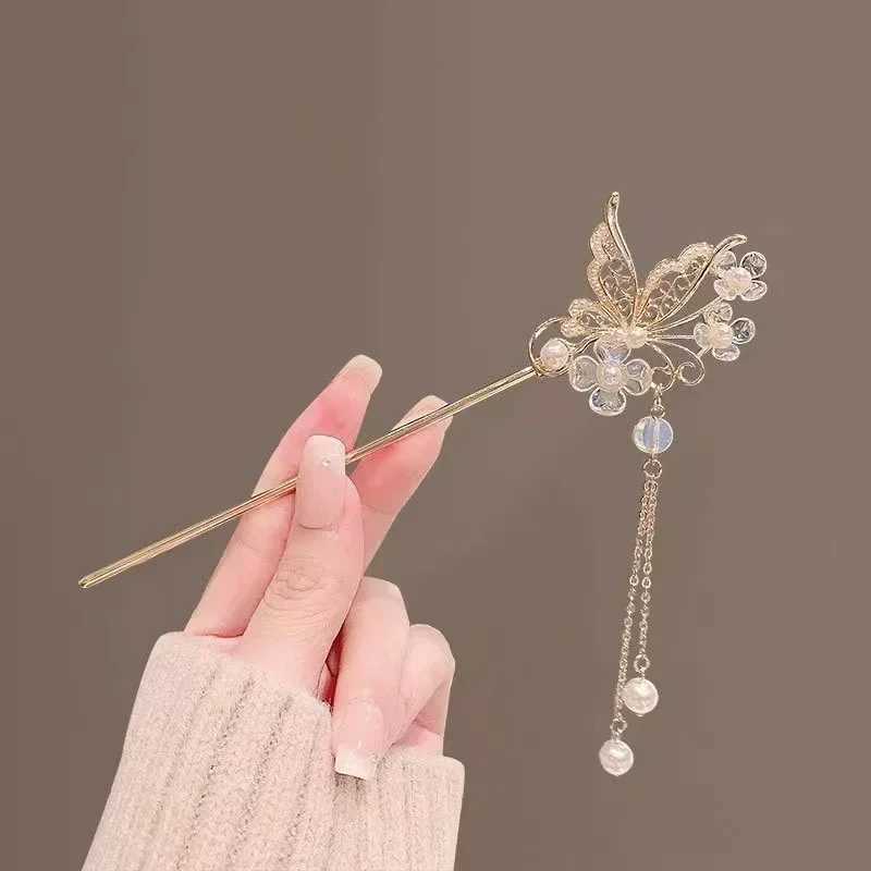 Classic Chinese Hair Stick Pins for Women Butterfly Flower Star Fresh Handmade Hairpins Charm Jewelry Accessories Hair OrnamentsX2409