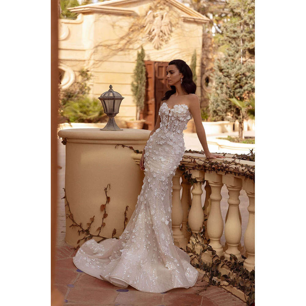 Dresses Romantic Mermaid Sweetheart Appliques Wers Lace Or Length Princess Bride Wedding Dress Custom Made