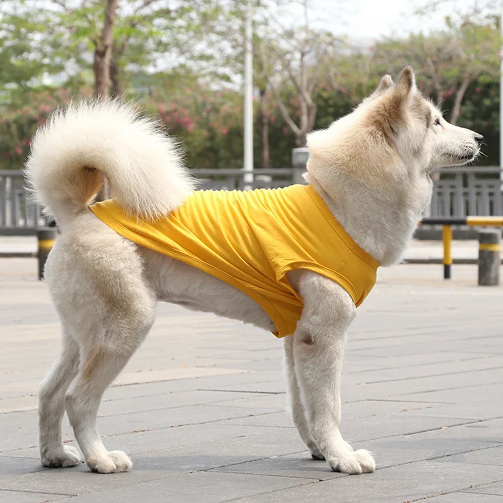 Big Dog Summer Clothes Cool Breathable Pet T-Shirt Loose Style Plus Size Clothes Cotton Plain Vest Large Dog Supplies XL-XXXXXL