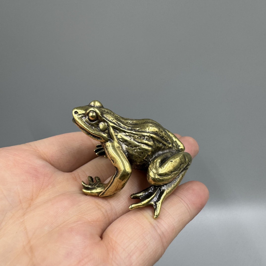 Solid Brass Frog Figurine Small Statue Home Ornament Figurines Collectibles